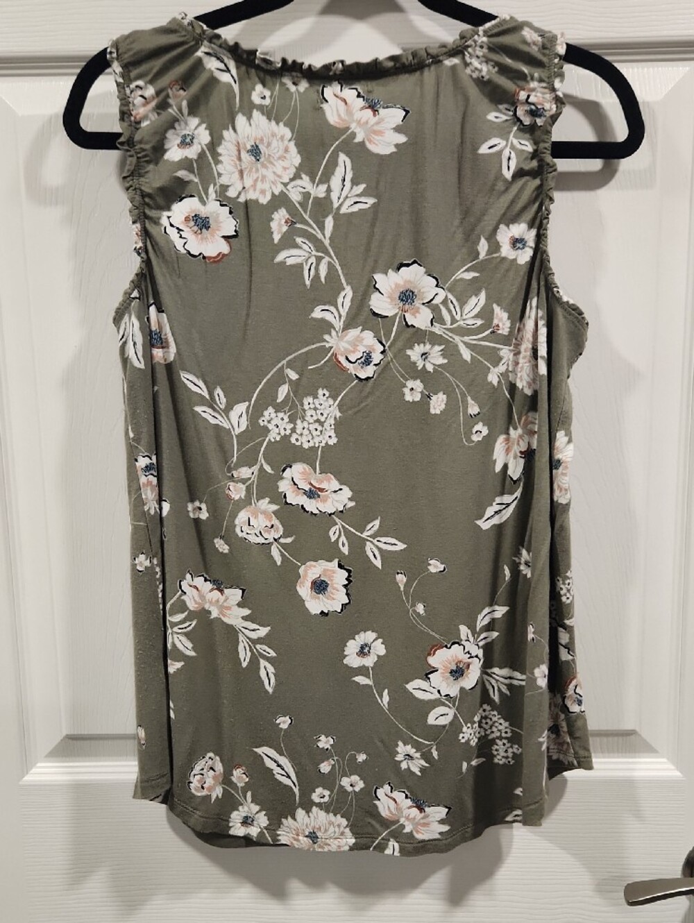 Maurices Olive Green Floral Ruffle-Trim Tank - Picture 4 of 4
